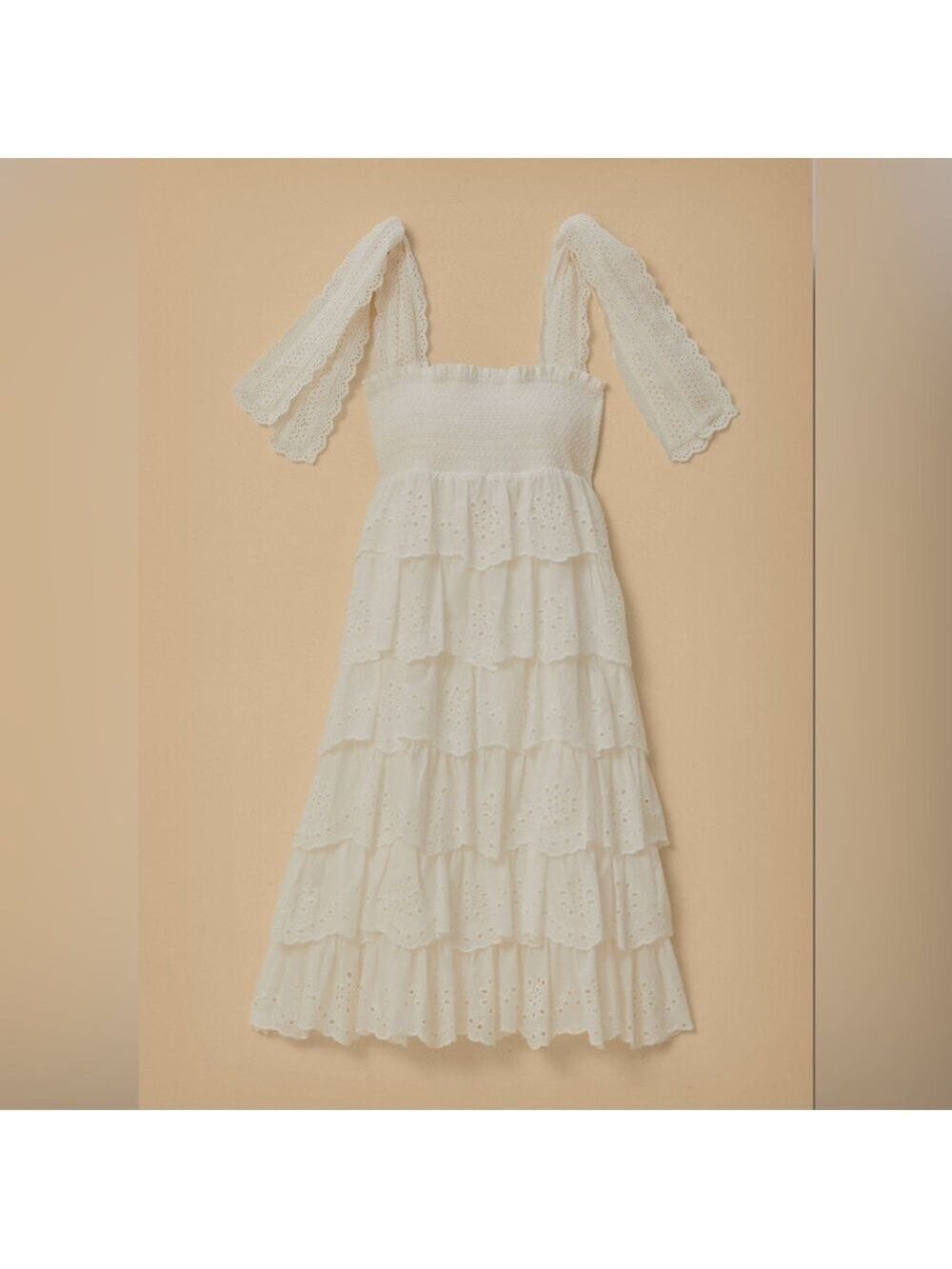 Farm Rio Off-White Embroidered Ruffle Midi Dress - Picture 11 of 11